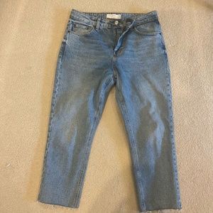 TopShop Raw Hem Crop Straight Leg Jeans